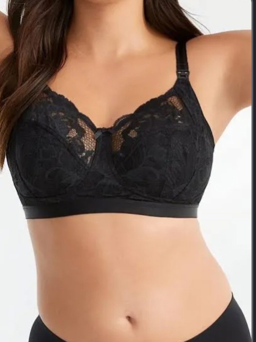 Panache 32F Nursing Maternity Black Lace Wireless Comfort Bra - New/like New